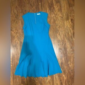 Calvin Klein women's teal/aqua A-line midi dress with cap sleeves